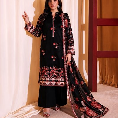 Black Floral Printed 3 Piece Women's Suit