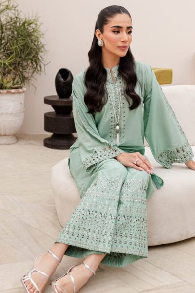 Heer Ready to Wear Embroidered 2-Piece Dress – Mint - Image 2