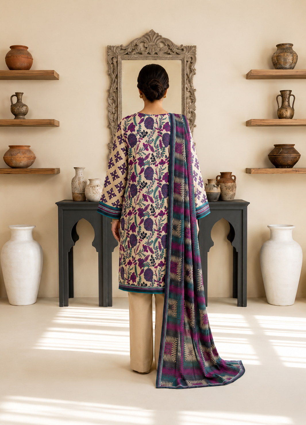 Women's Premium Printed 3 Piece Lawn Suit with Printed Dupatta - Image 3