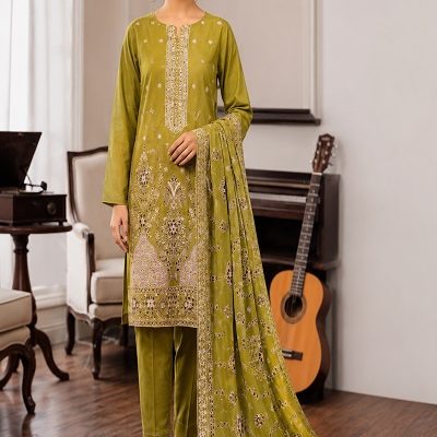 Olive Green Luxury 3-Piece Lawn Suit