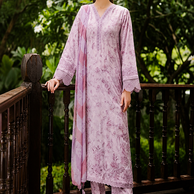 Blush Lilac Embroidered 3 Piece Women's Suit