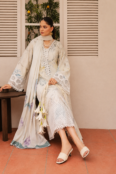 Ivory White Embroidered 3 Piece Women's Suit - Image 2