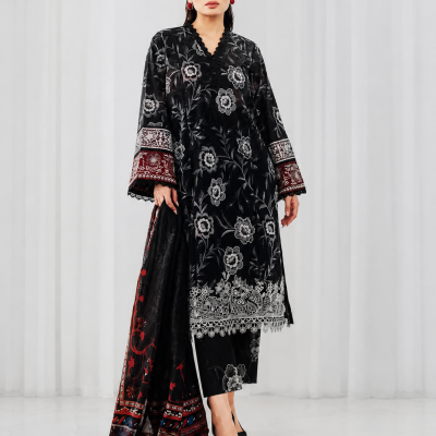 Classic Black Embroidered 3 Piece Women's Suit