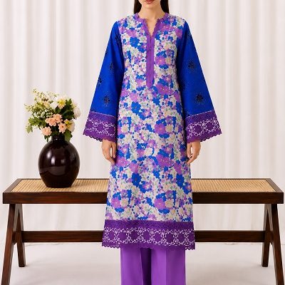 Royal Blue Floral Printed 2 Piece Women's Suit