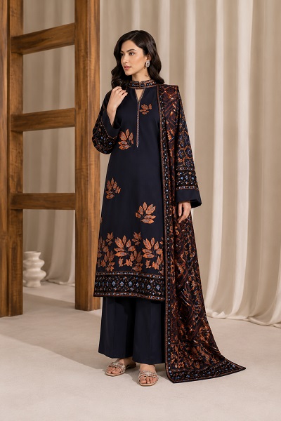 Midnight Black Floral Printed 3 Piece Women's Suit